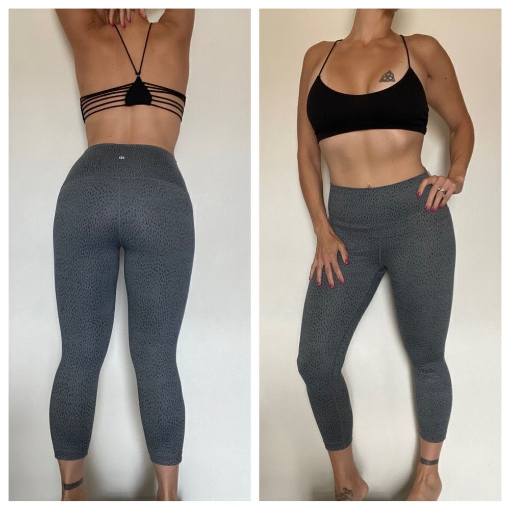 Lululemon Leggings Wunder Under Crop II Grey Dottie Dash 6